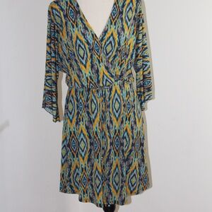 Veronica M, short bell sleeves adjustable tie waist  dress
